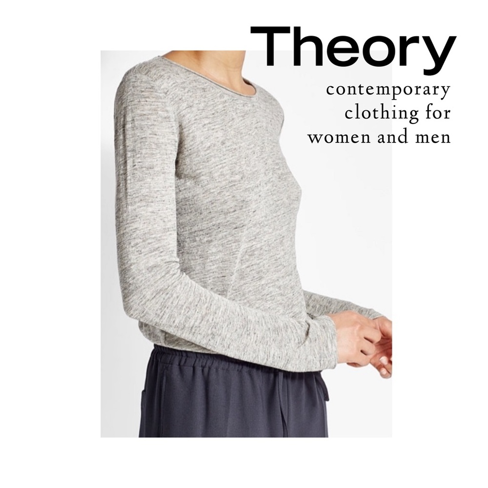 Theory Linen Grey Long Sleeve Tee
